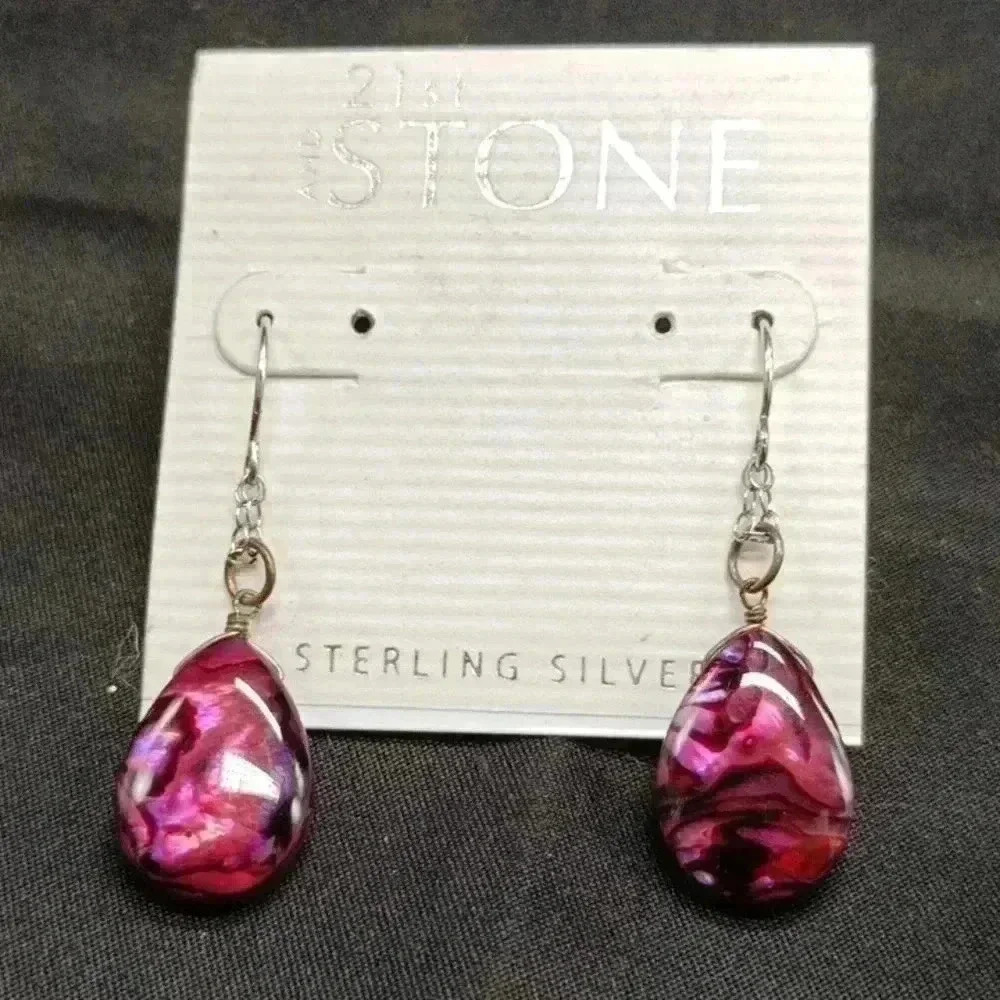Sterling Silver and Resin Dangle Earrings